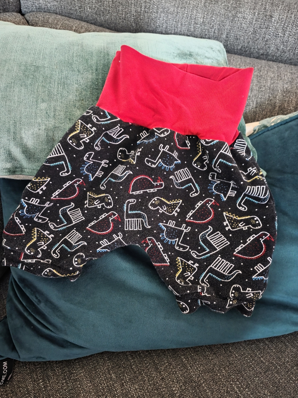 Red Waistband Kids Harem Pants with Colorful Animal Print